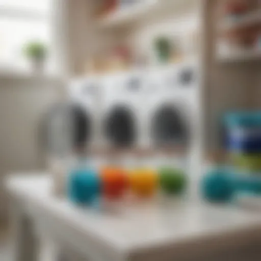 Elegant glass jars filled with colorful laundry detergent pods