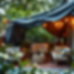Durable tarp protecting patio furniture from rain