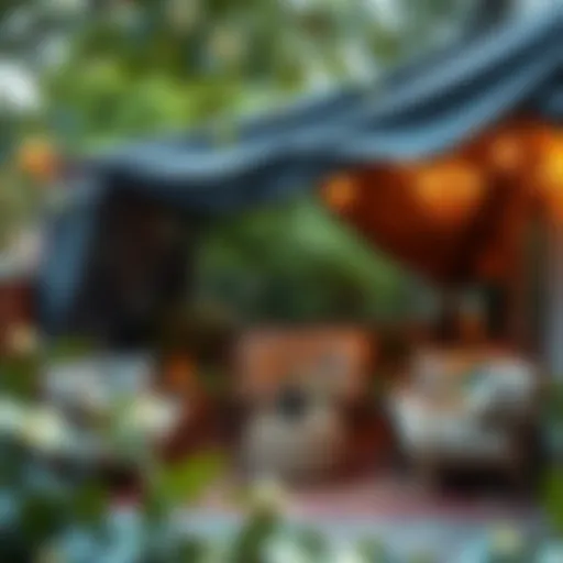 Durable tarp protecting patio furniture from rain