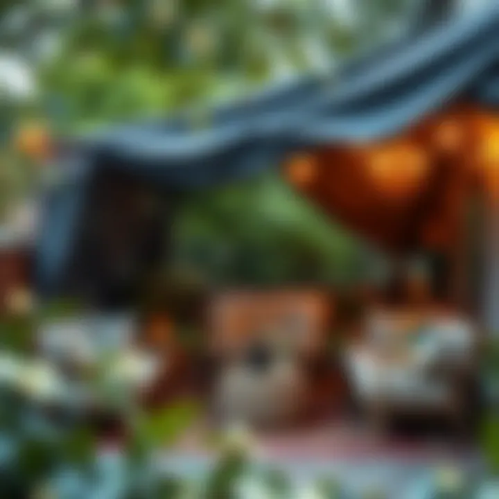 Durable tarp protecting patio furniture from rain