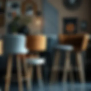 Diverse Materials for Bar Stools Variety of materials used in bar stools with backs displayed together