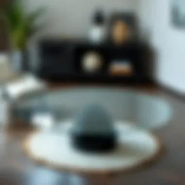 Contemporary glass round table top with minimalist design